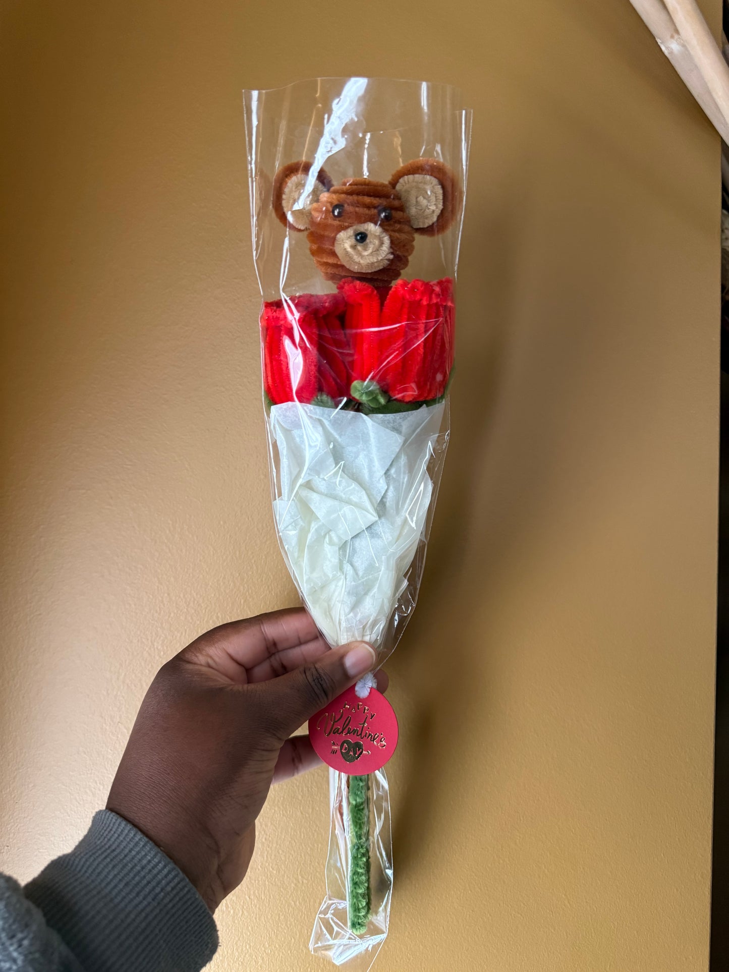 2 Rose Bear Bouquet – Handmade Valentine’s Gift