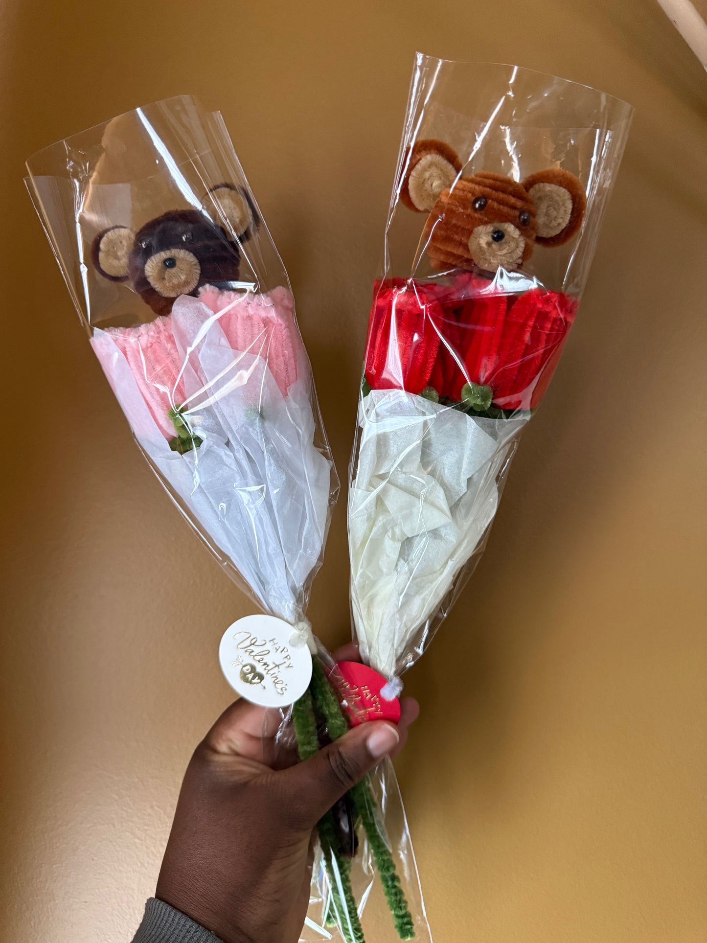 2 Rose Bear Bouquet – Handmade Valentine’s Gift